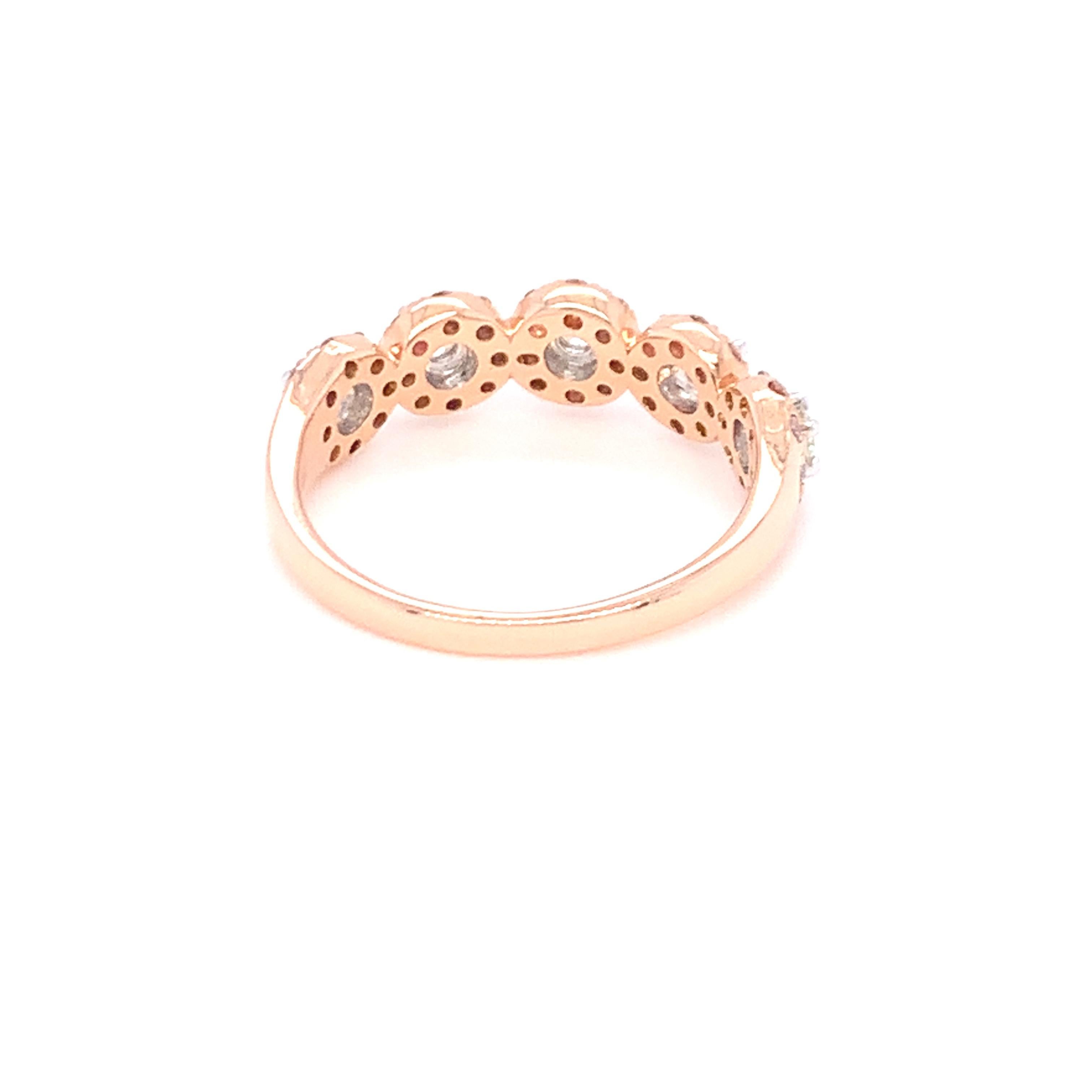Artisan 0.69 Carat Pink & White Diamond Band in 14k Two Tone Gold For Sale