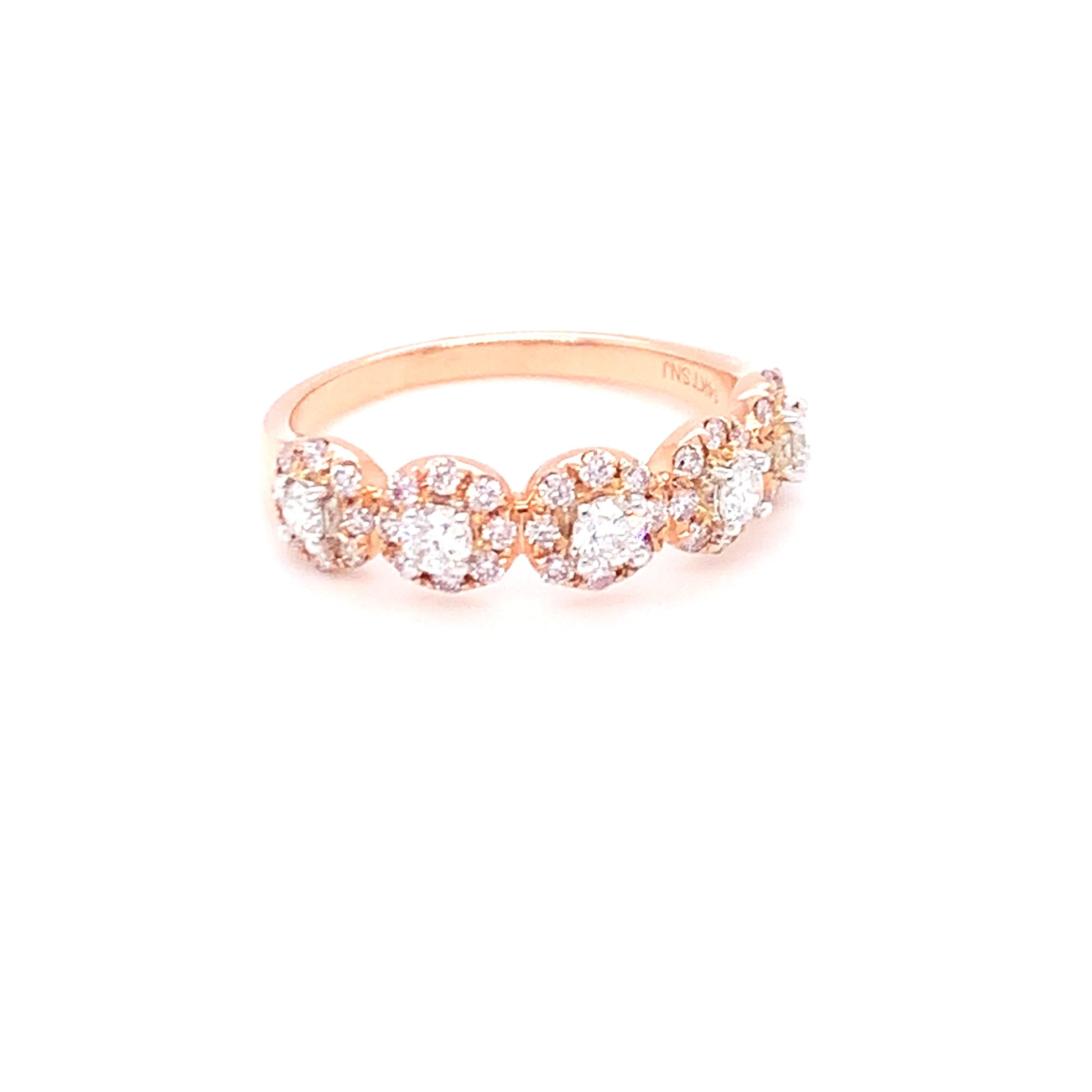 0.69 Carat Pink & White Diamond Band in 14k Two Tone Gold For Sale 2