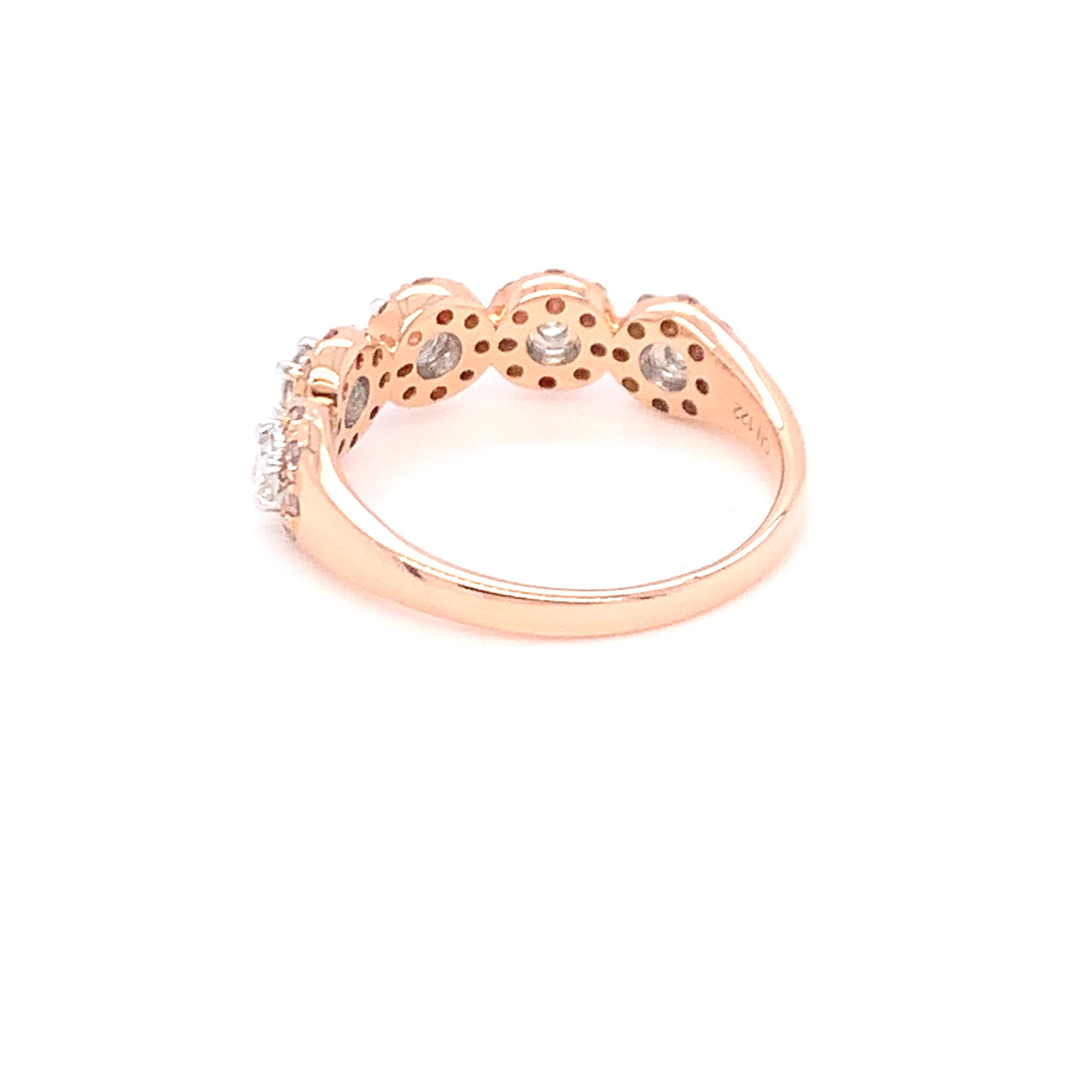 0.69 Carat Pink & White Diamond Band in 14k Two Tone Gold For Sale 3