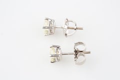 0.69 Carat Princess Cut Diamond Stud Earrings in White Gold