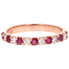 Bracelet en or rose 14 carats avec diamants et rubis de 0,69 carat