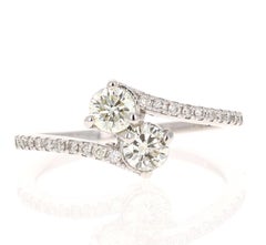 0,69 Karat Diamantring mit zwei Steinen aus 14 Karat Weißgold