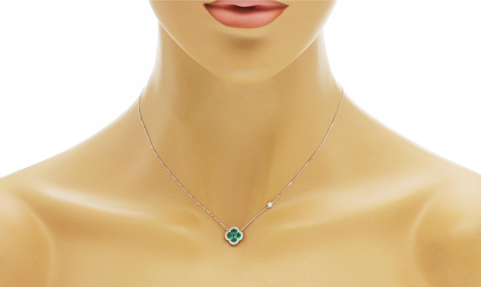 100% Authentic, 100% Customer Satisfaction

Pendant: 10 mm

Chain: 0.5 mm

Size: 16 Inches

Metal: 18K White Gold

Hallmarks: 18K

Total Weight: 2.4 Grams

Stone Type: 0.69 CT Natural HIgh-Quality Emerald &  Diamond 0.28 CT  G   SI1

Condition: New