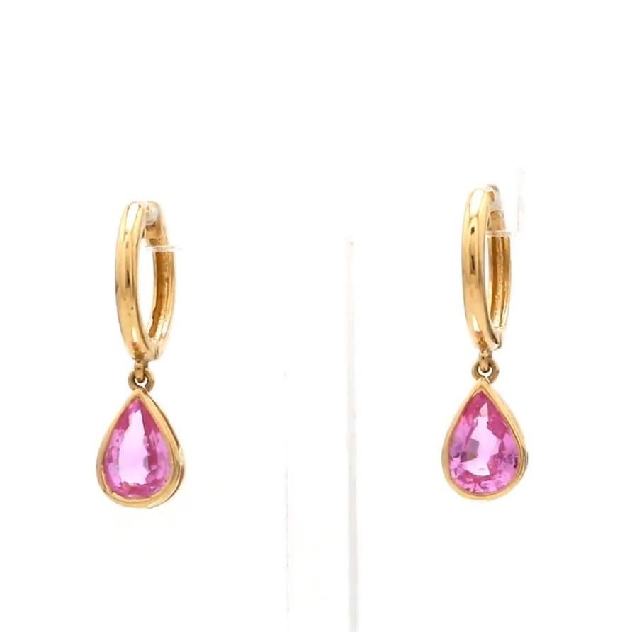 Donna Orecchini con zaffiro rosa naturale da 0,69 carati in oro 14k in vendita