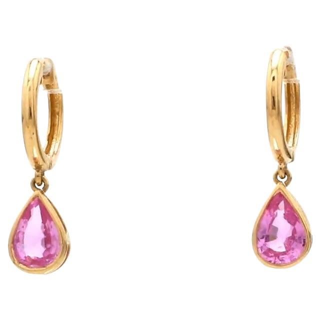 0,69 cts Pendientes de zafiro rosa natural en oro de 14k