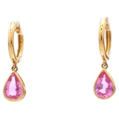 1.31 cts Natural pink sapphire earrings in 14k gold
