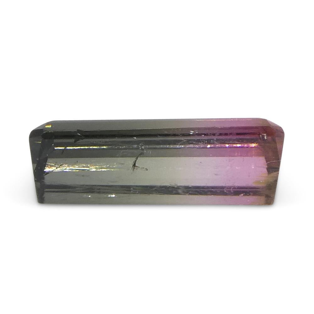 0.69ct Emerald Cut Green & Pink Bi-Colour Tourmaline from Brazil For Sale 8