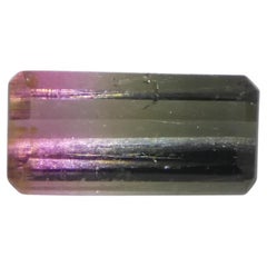 0,69 ct Turmalina bicolor verde y rosa talla esmeralda
