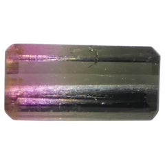 Tourmaline bicolore vert et rose taille émeraude de 0.69 carats du Brésil