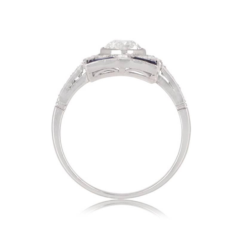 0.69ct Old European Cut Diamond Cocktail Ring, Platinum  In Excellent Condition For Sale In New York, NY
