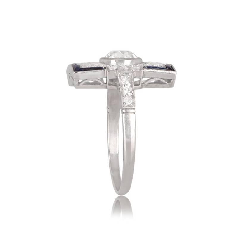 Art Deco 0.69ct Old European Cut Diamond Cocktail Ring, Platinum  For Sale