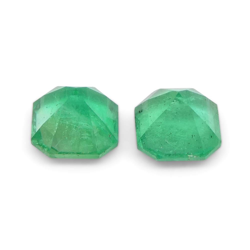 0.69ct Pair Square Green Emerald from Colombia For Sale 6