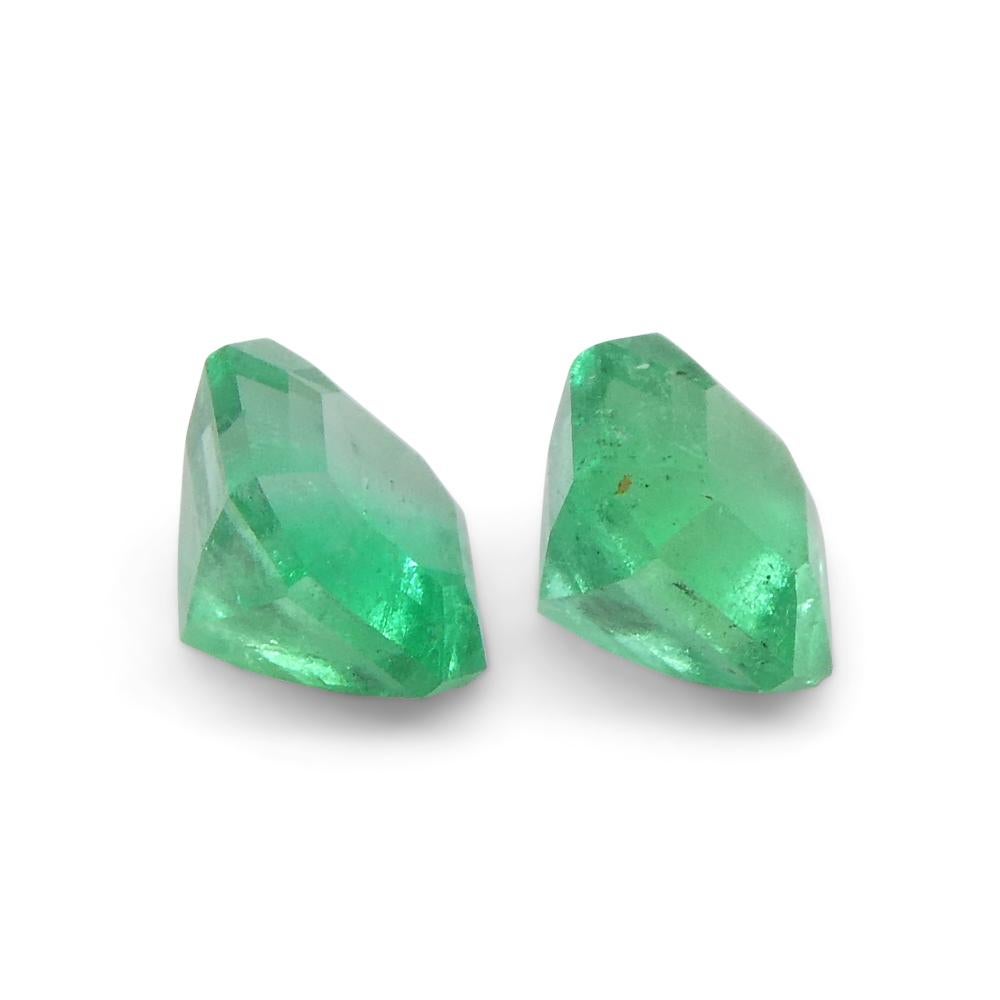 0.69ct Pair Square Green Emerald from Colombia In New Condition For Sale In Toronto, Ontario