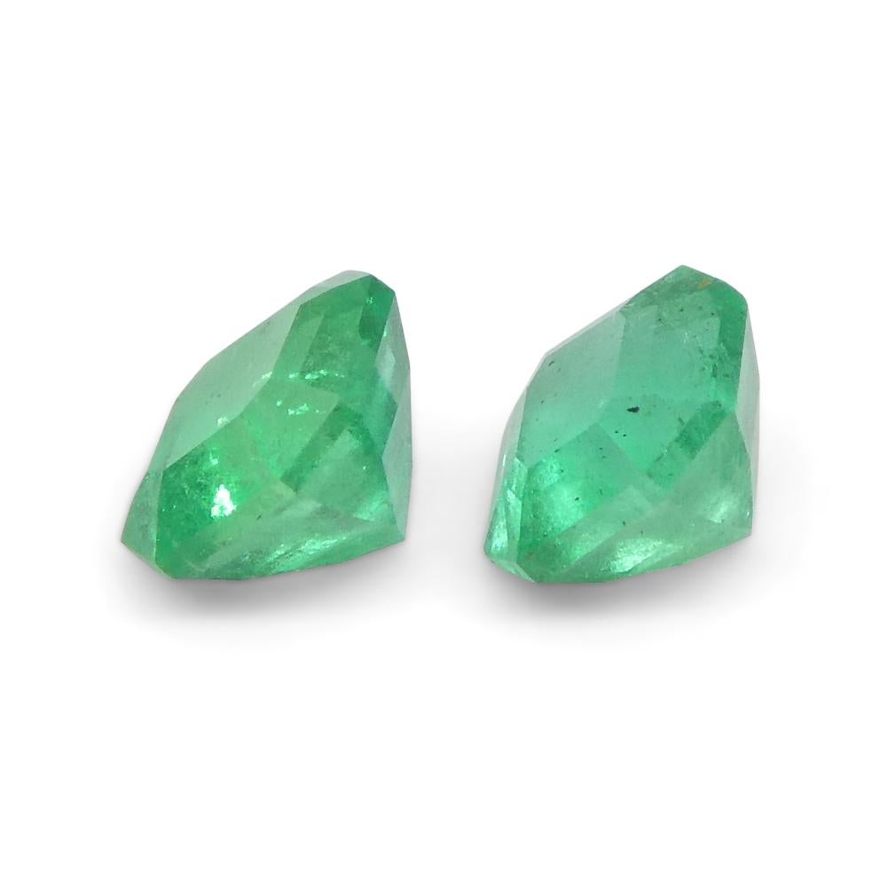 0.69ct Pair Square Green Emerald from Colombia For Sale 1