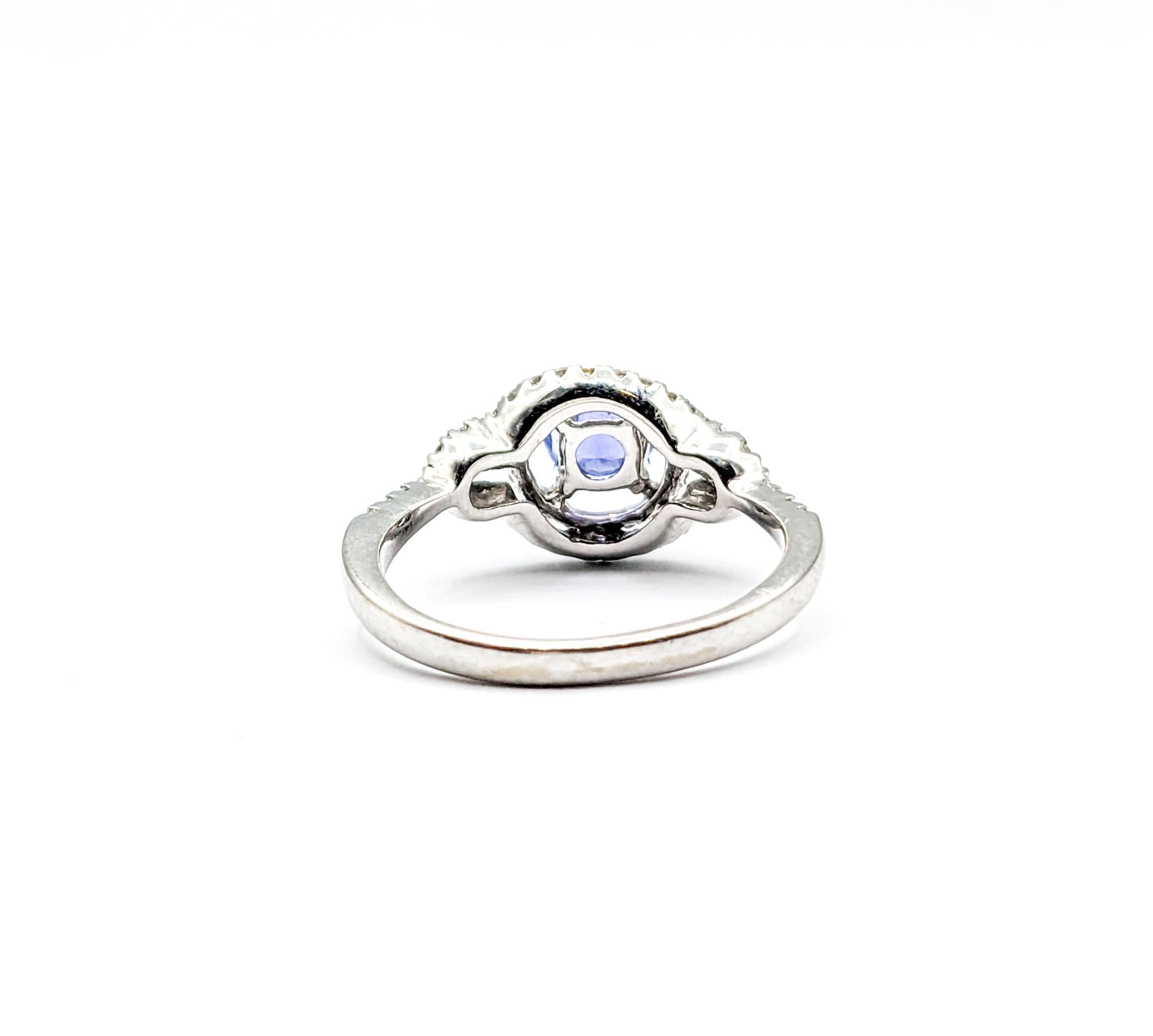 0.69ct Tanzanite & Diamond Ring In White Gold For Sale 2