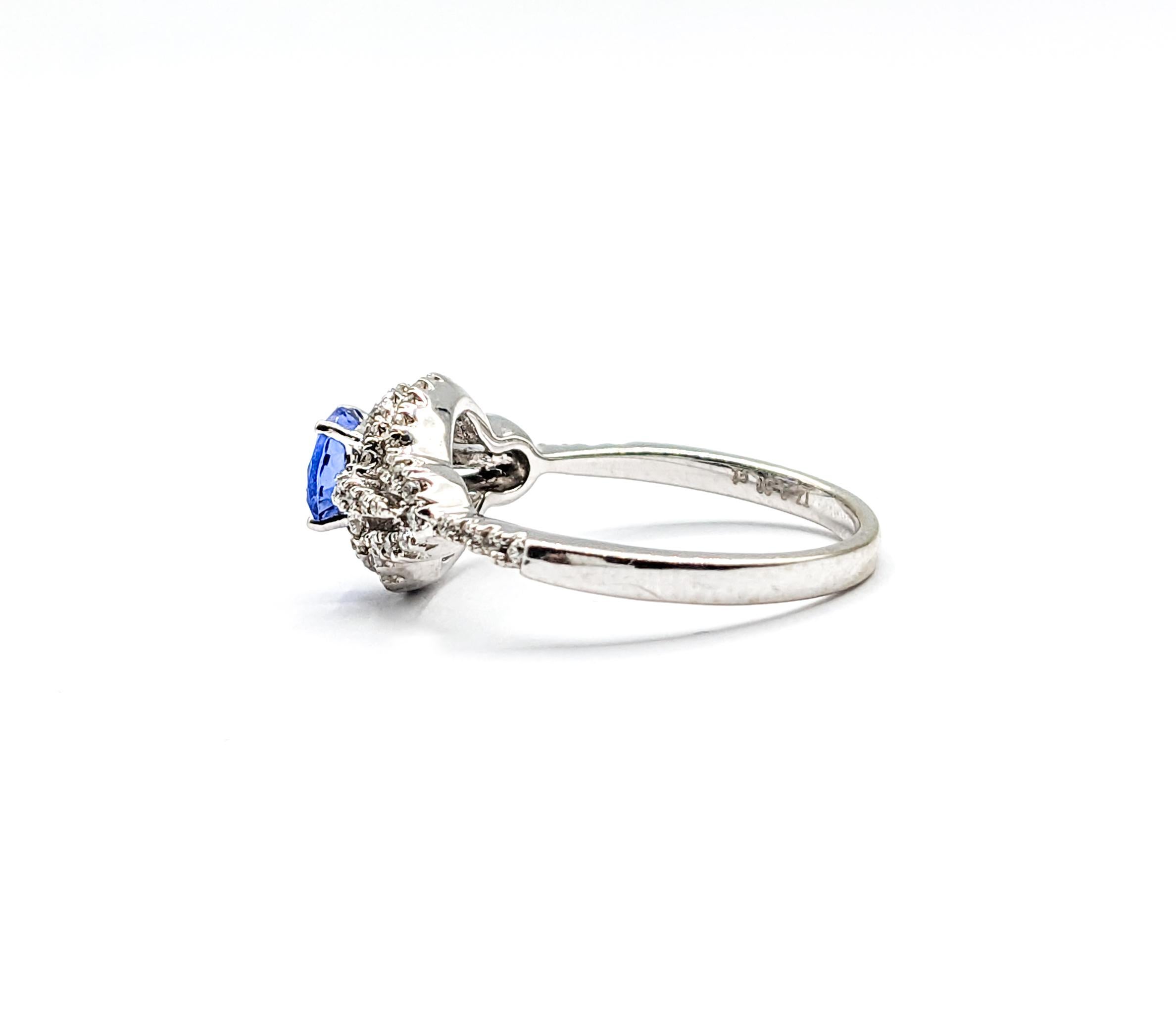 0.69ct Tanzanite & Diamond Ring In White Gold For Sale 3