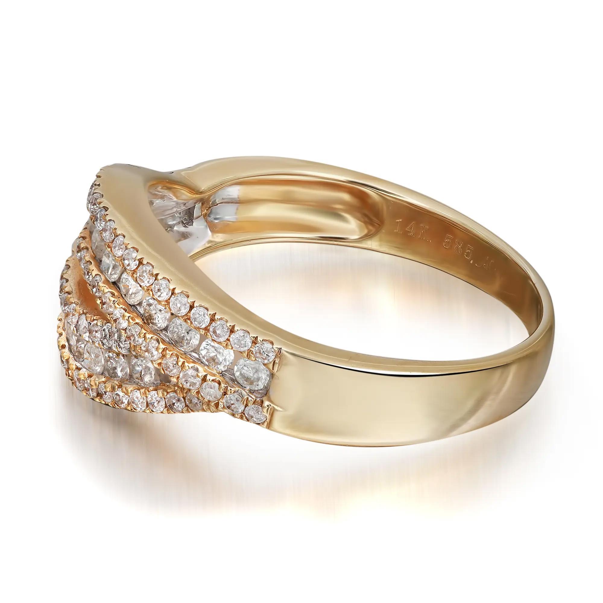 Modern 0.69Cttw Channel Set Round Cut Diamond Ladies Ring 14K Yellow Gold Size 7.5 For Sale