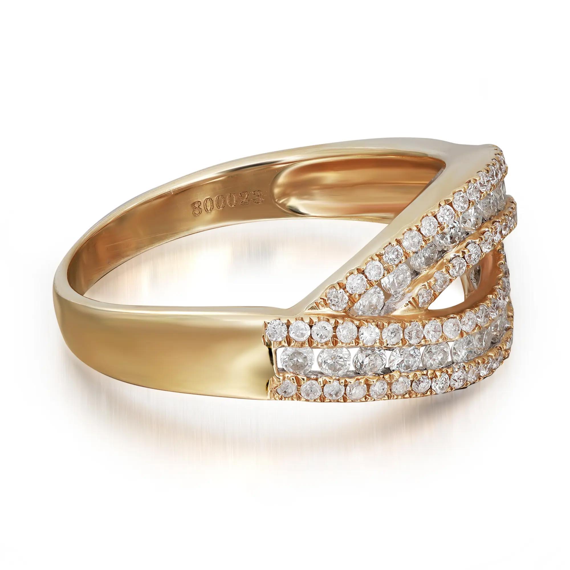 0.69Cttw Channel Set Round Cut Diamond Ladies Ring 14K Yellow Gold Size 7.5 In New Condition For Sale In New York, NY