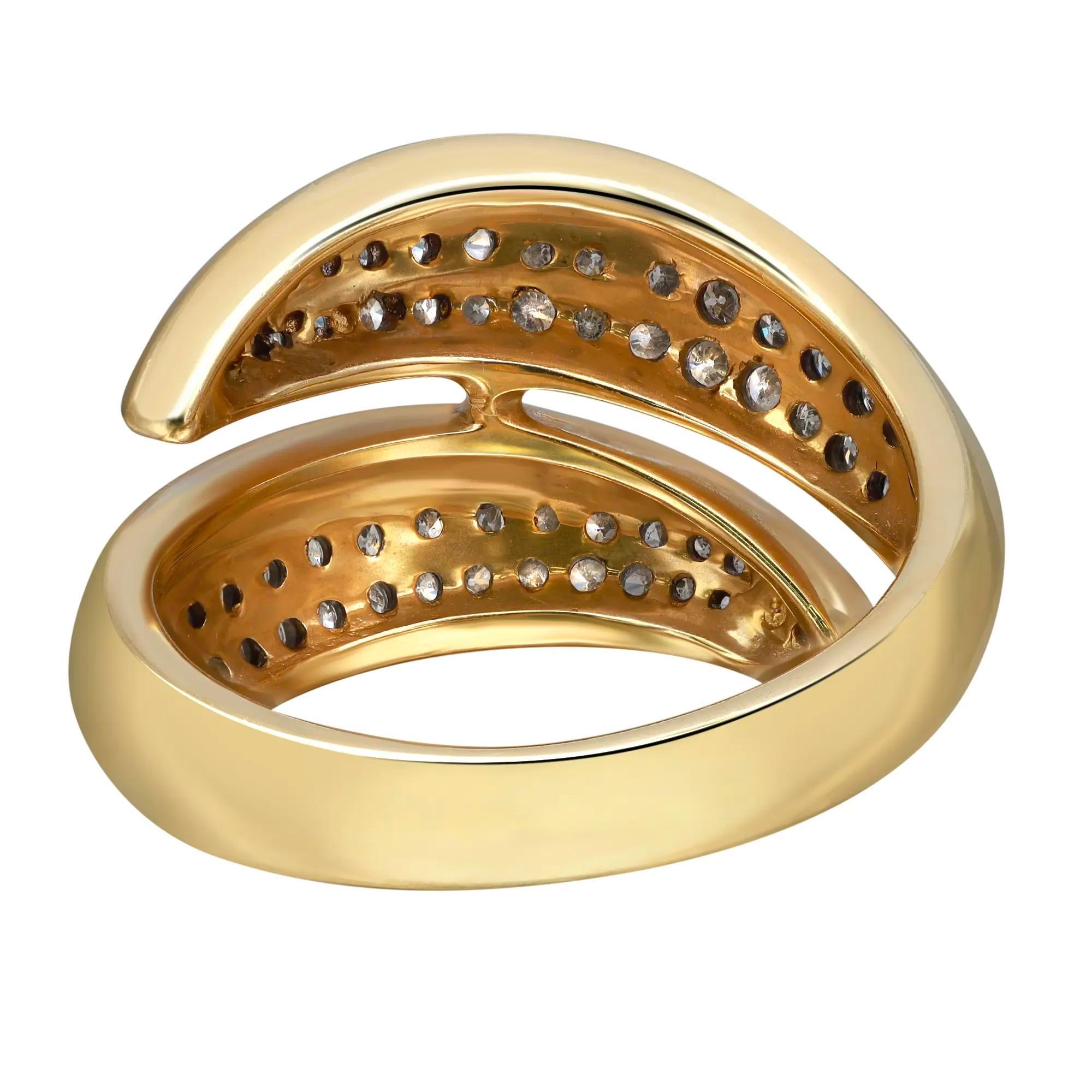 Modern 0.69cttw Pave Set Round Cut Diamond Ladies Cocktail Ring 14k Yellow Gold For Sale