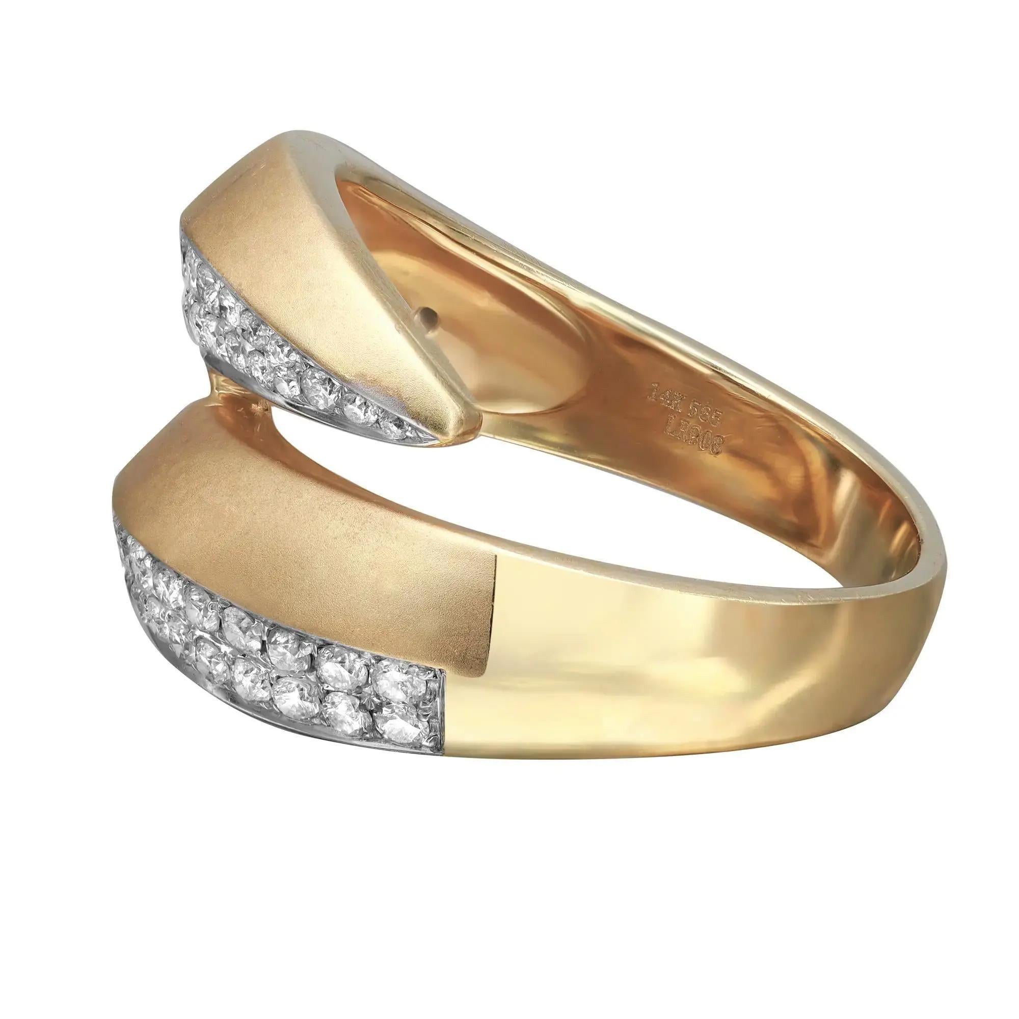 0.69cttw Pave Set Round Cut Diamond Ladies Cocktail Ring 14k Yellow Gold In New Condition For Sale In New York, NY