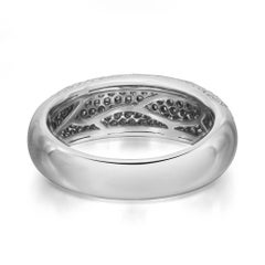 0.69Cttw Pave Set Round Diamond Ladies Band Ring 14K WHite Gold Size 8