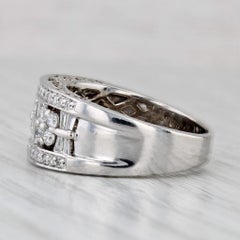 0.69ctw Diamond Flowers Ring 14k White Gold Size 5.25 Cocktail