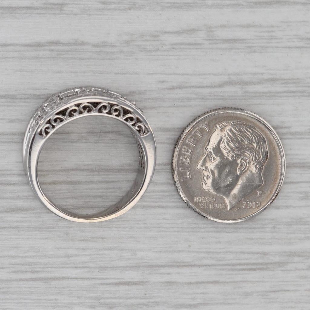 0.69ctw Diamond Flowers Ring 14k White Gold Size 5.25 Cocktail en venta 3