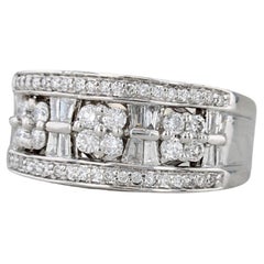0.69ctw Diamond Flowers Ring 14k White Gold Size 5.25 Cocktail