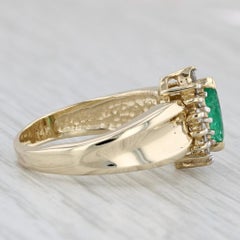 0.69ctw Marquise Emerald Diamond Halo Ring 14k Yellow Gold Size 7