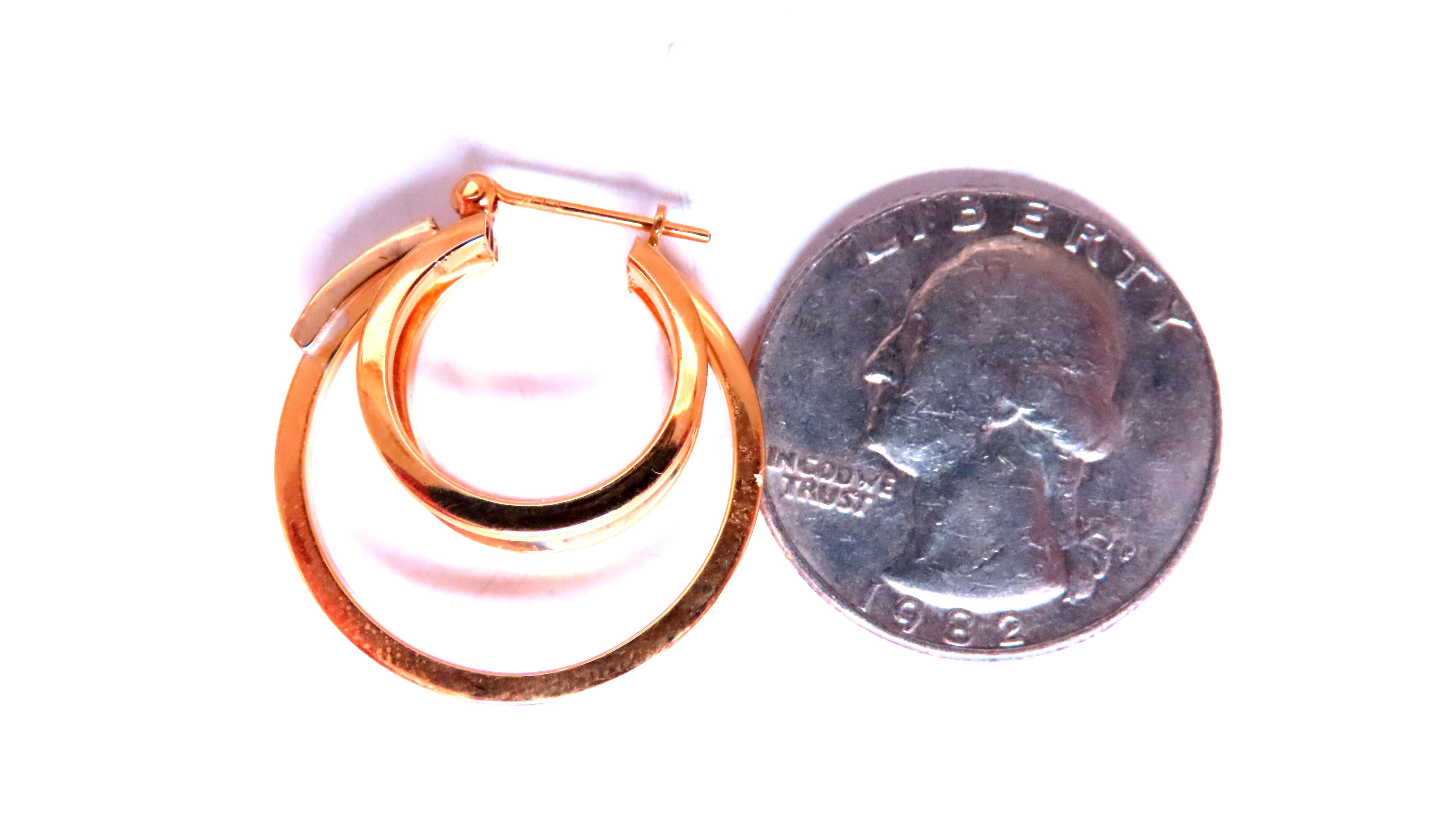 Pendientes de tres aros con diamantes de 0,06 ct Oro de 14 ct 45774 Moderno en venta