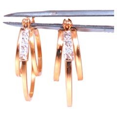 Pendientes de tres aros con diamantes de 0,06 ct Oro de 14 ct 45774