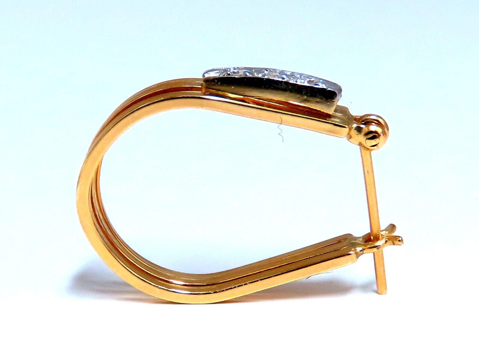 Boucles d'oreilles en or 14 carats avec demi-cerceau en diamant naturel 0,06ct Unisexe en vente