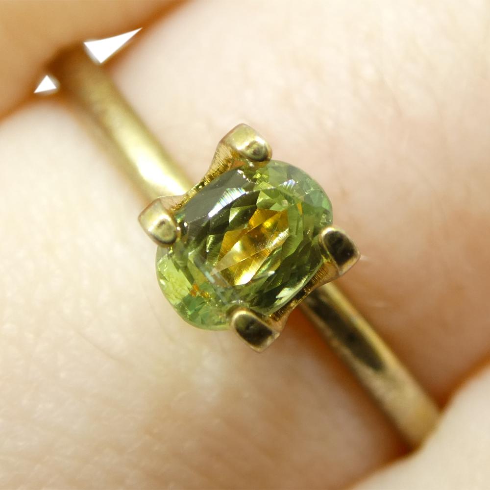 Brilliant Cut 0.6ct Oval Yellowish Green to Greyish Purple Alexandrite from Brazil For Sale