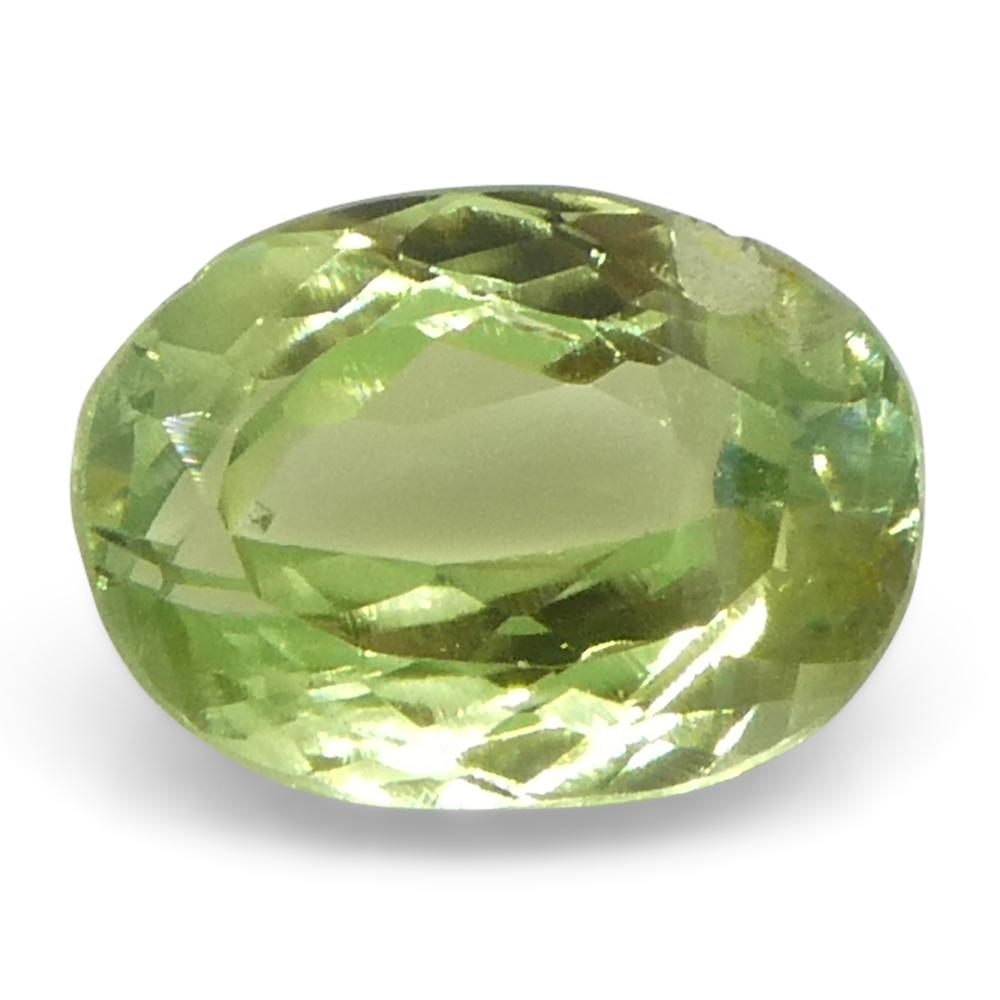 Women's or Men's 0.6ct Oval Yellowish Green to Greyish Purple Alexandrite from Brazil For Sale
