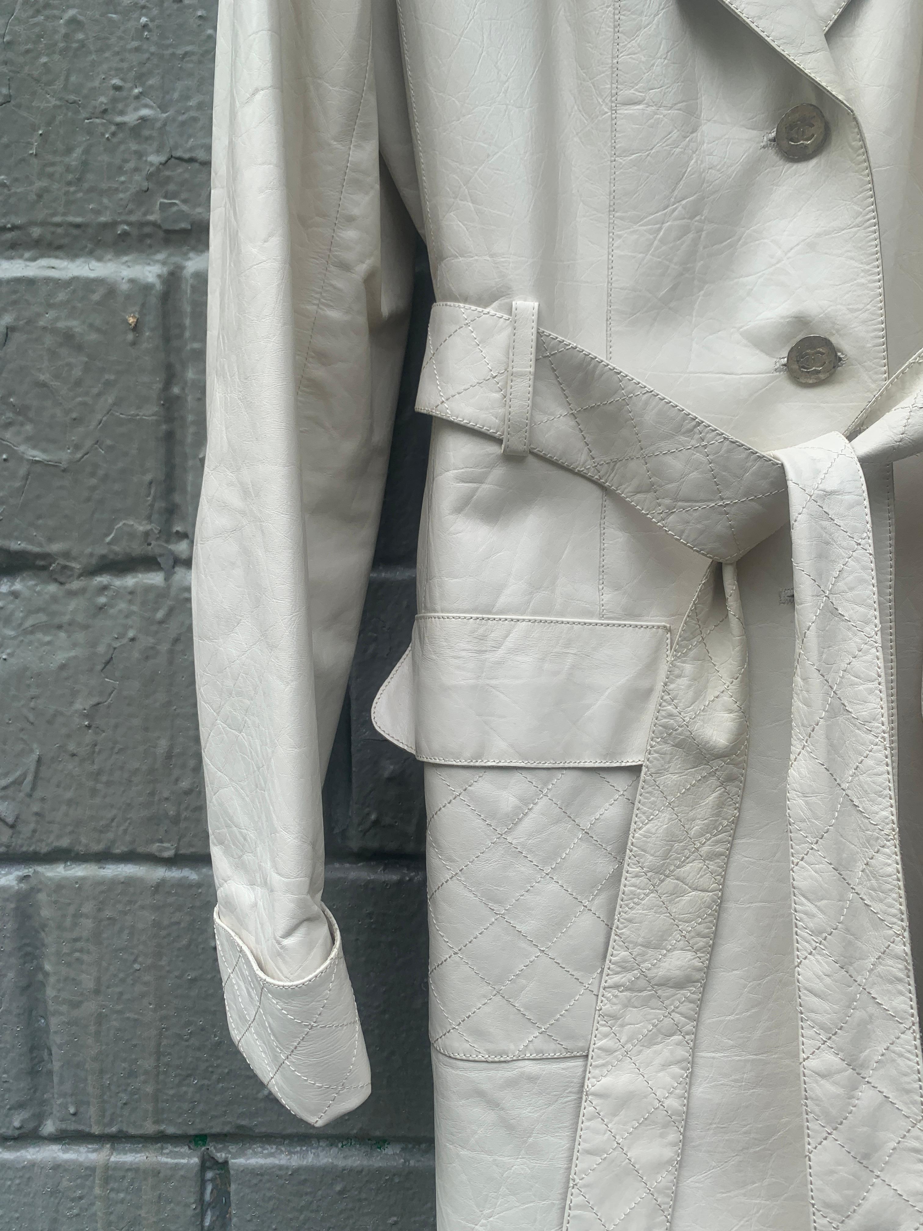 06P 2006 Chanel Long Leather Jacket / Coat / Trench For Sale 5