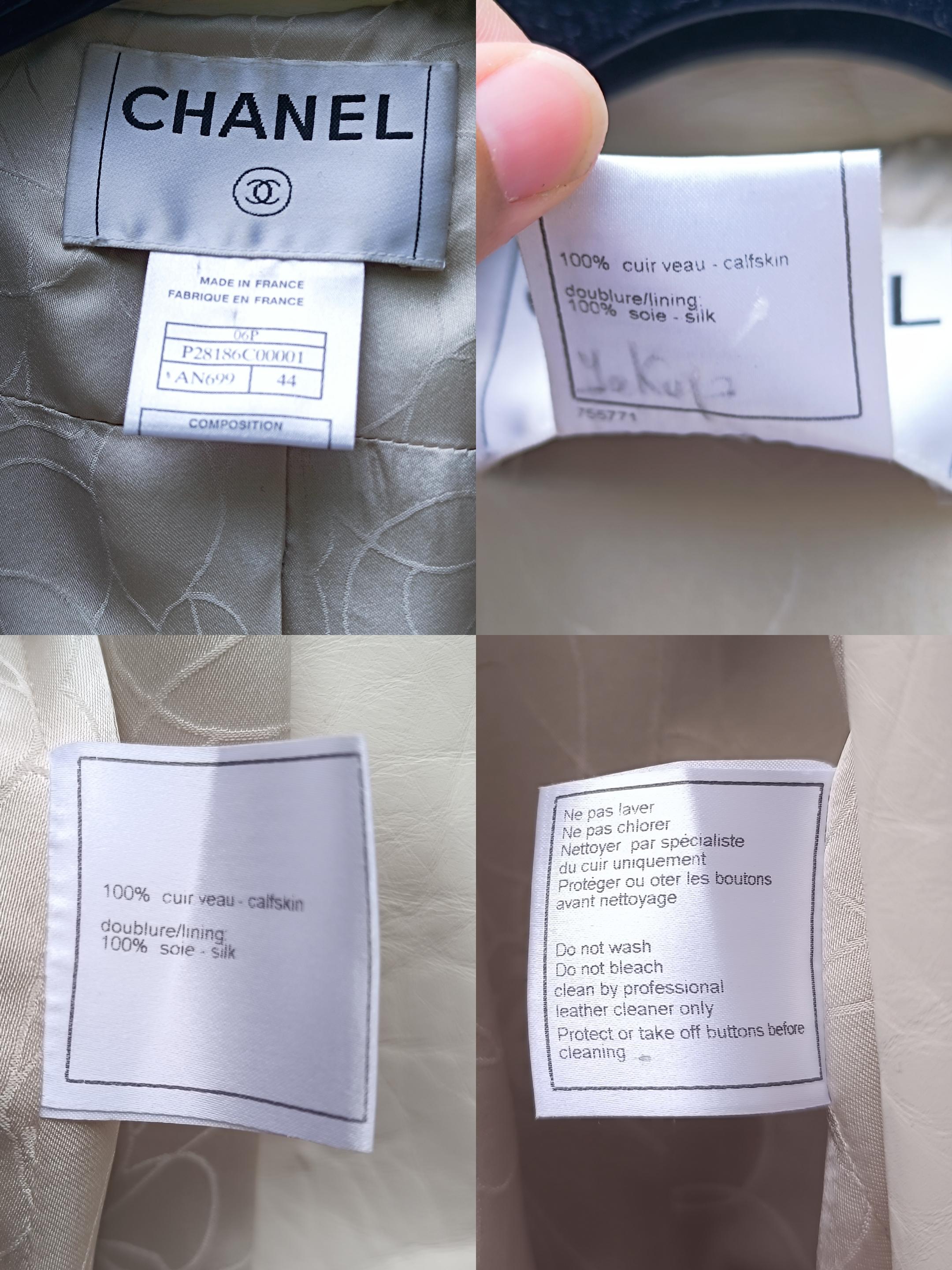 06P 2006 Chanel Long Leather Jacket / Coat / Trench For Sale 12