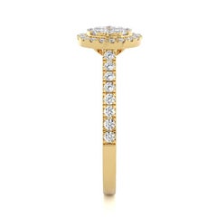 Bague grappe ronde Moonlight en or jaune 14 carats avec diamants de 0,7 carat
