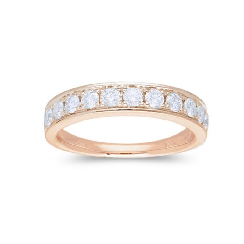 Modern 0.7 Carat Diamond Wedding Band 1981 Classic Collection Ring in 14K Rose Gold For Sale