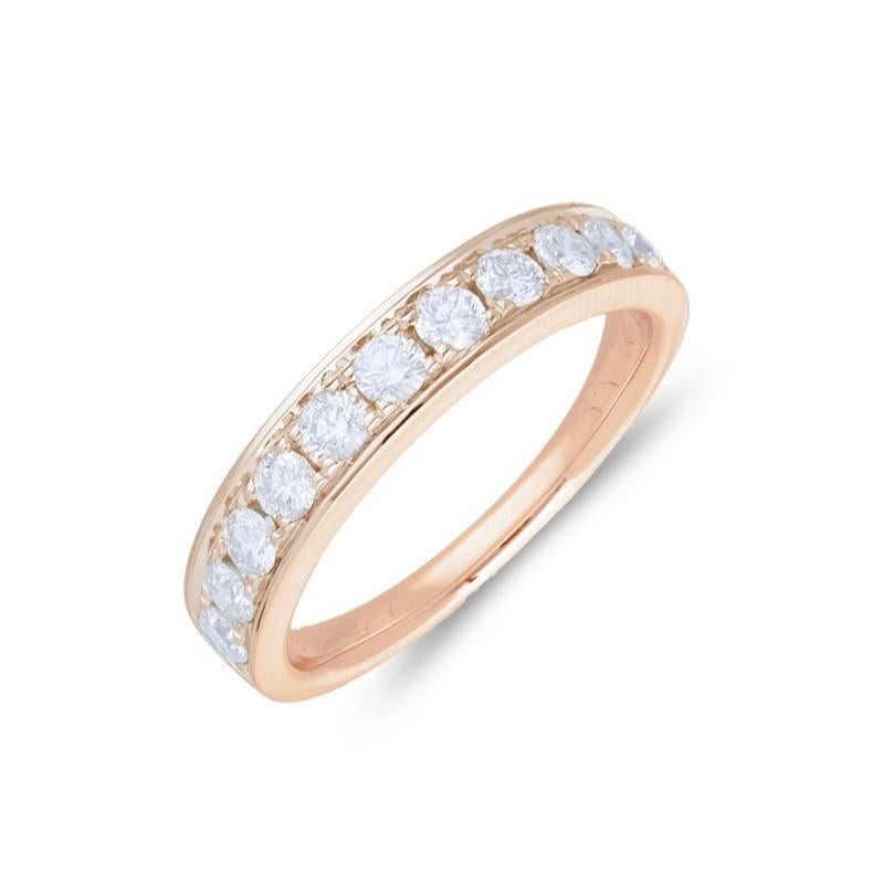 Round Cut 0.7 Carat Diamond Wedding Band 1981 Classic Collection Ring in 14K Rose Gold For Sale