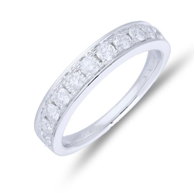 Round Cut 0.7 Carat Diamond Wedding Band 1981 Classic Collection Ring in 18K White Gold For Sale