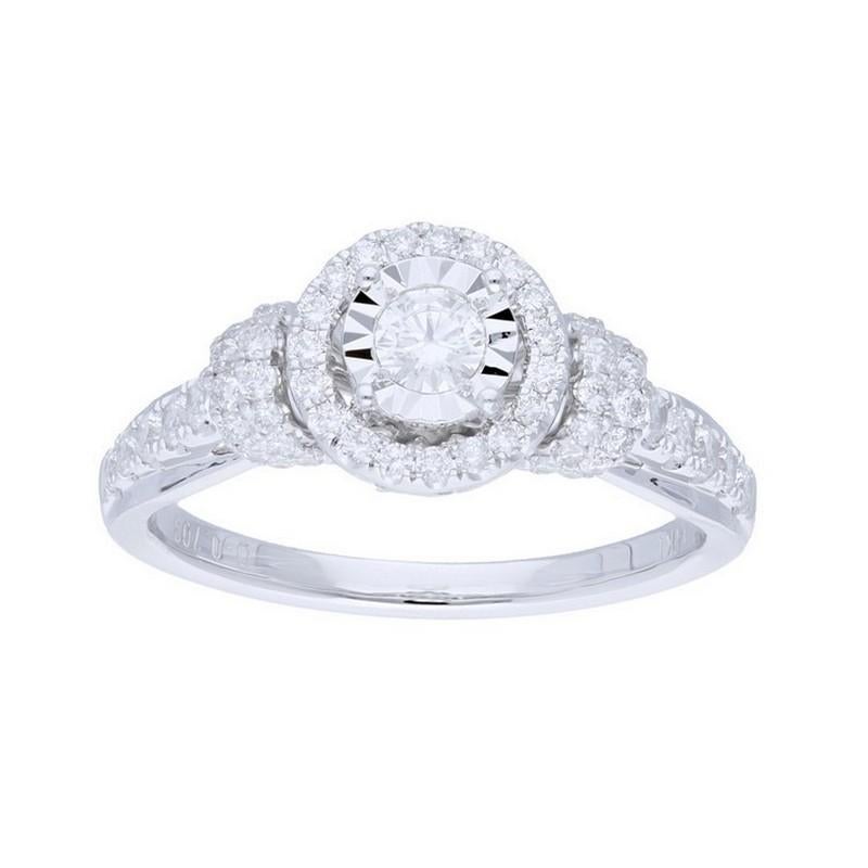 Round Cut 0.7 Carat Diamonds in 14K White Gold Gazebo Fancy Collection Ring For Sale