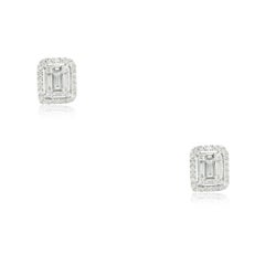 0.7 Carat Emerald Cut Diamond Rectangular Shape Earrings 14 Karat in Stock