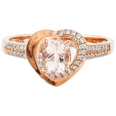 0.7 Carat Morganite and Diamond Ring in 18 Karat Rose Gold