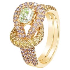 Fancy Green diamond Ring, fancy pink and fancy yellow