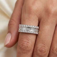 0.7 Carat SI Clarity HI Color Diamond Wide Band Wedding Ring 18 Karat White Gold
