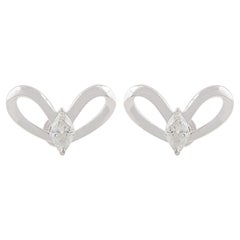 0.7 Carat SI/H Natural Diamond Butterfly Stud Earrings 10 Karat White Gold