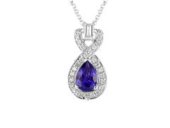 Sunita Nahata Tanzanite 0.70ct. Pendant in 18KWG with White Diamond.
