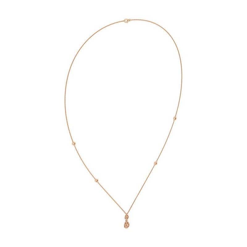 Taille ronde 0,7 CTW diamants or rose 14K Moonlight Collection Dual drop Pendentif Necklace en vente