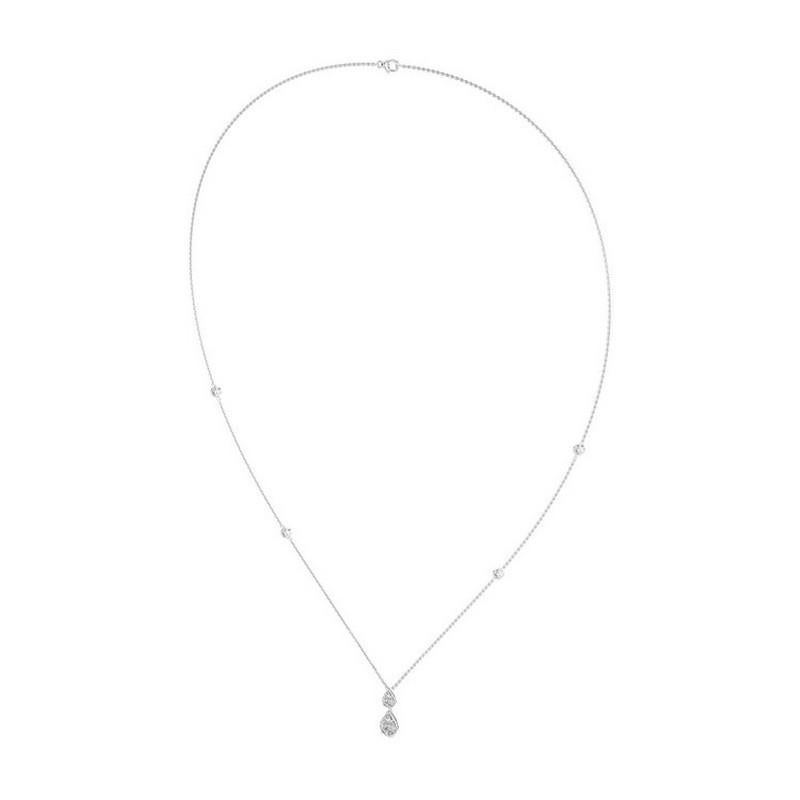 Moderno Diamanti 0,7 CTW in oro bianco 14K Collection'S Collana con doppio pendente a goccia in vendita