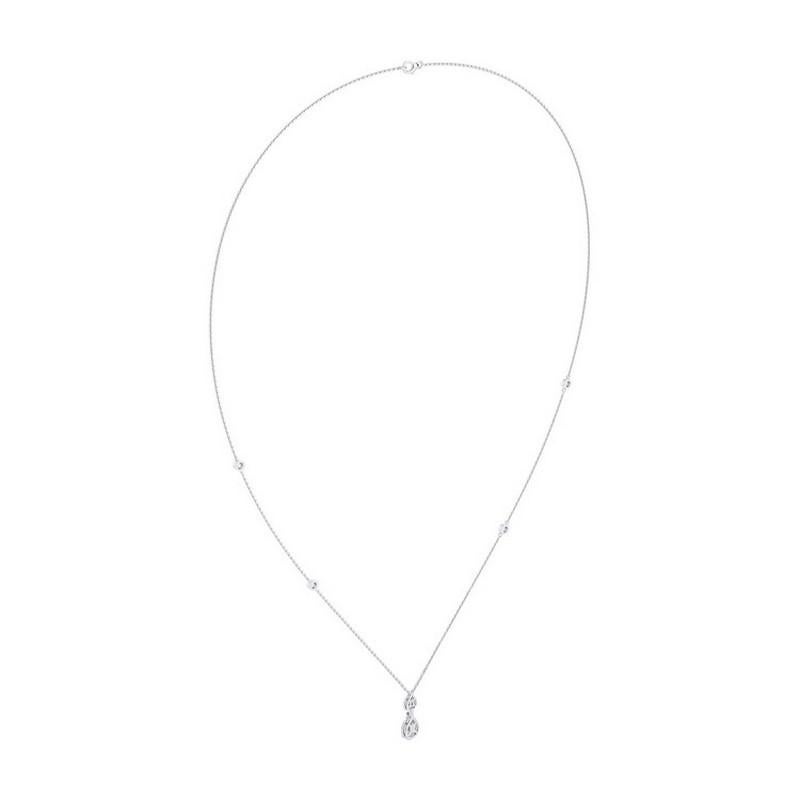 Taglio rotondo Diamanti 0,7 CTW in oro bianco 14K Collection'S Collana con doppio pendente a goccia in vendita
